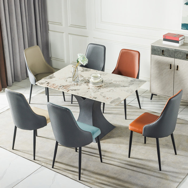 Contemporary Style Metal Chair Set Kitchen Solid Back Side Chairs (Set of 4)