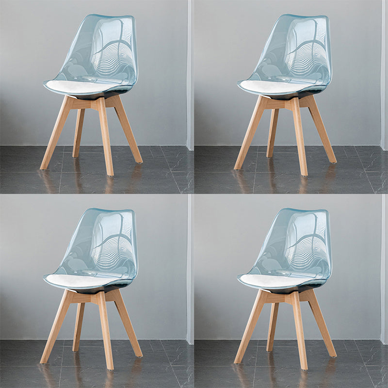 Scandinavian Style Leather Dining Chairs Solid Back Chairs with Wooden Legs