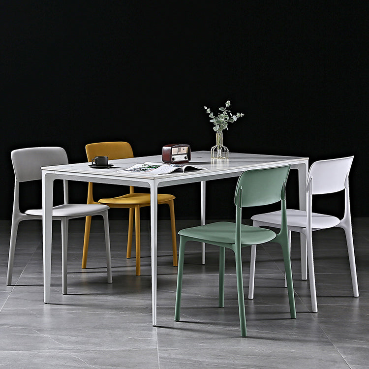 Modern Style Plastic Dining Chairs Open Back Dining Stackable Side Chairs for Kitchen