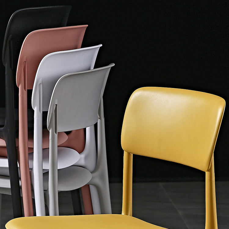Modern Style Plastic Dining Chairs Open Back Dining Stackable Side Chairs for Kitchen