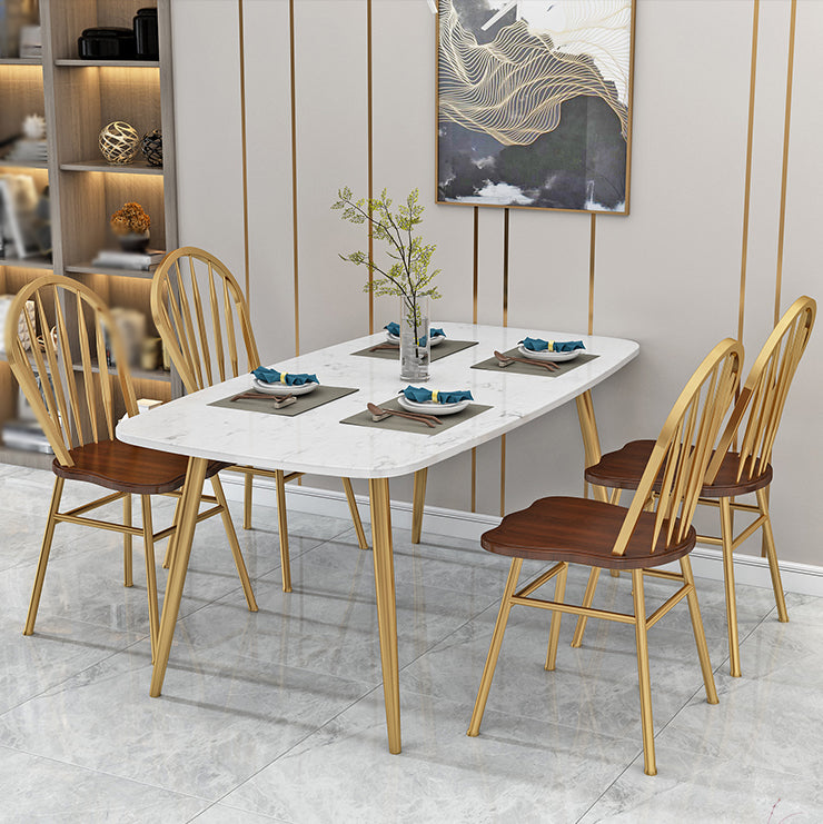 Sillas de comedor de metal estilo moderno Sillas sin brazos con respaldo Windsor para cocina (juego de 4)
