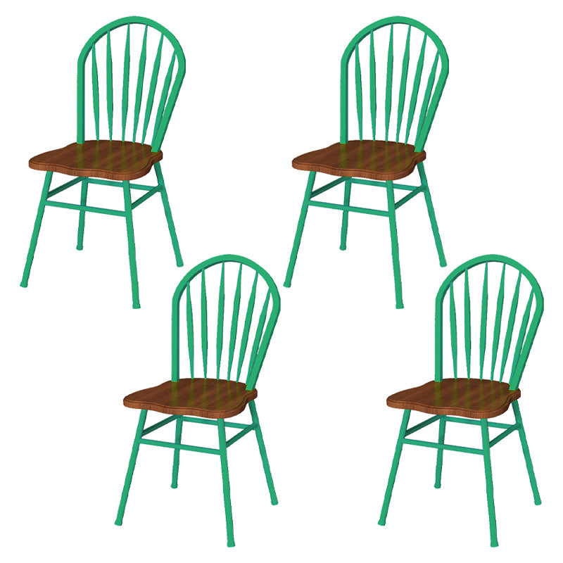 Chaises de salle à manger en métal de style contemporain Chaises sans accoudoirs à dossier Windsor pour cuisine (Ensemble de 4)