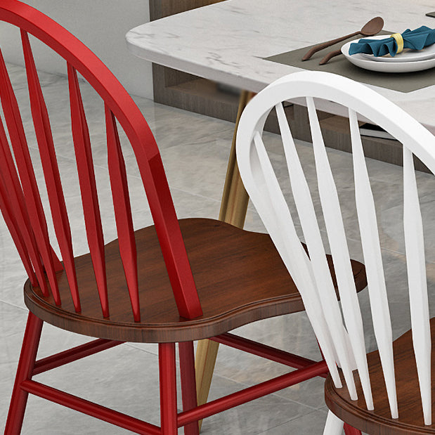 Sillas de comedor de metal estilo moderno Sillas sin brazos con respaldo Windsor para cocina (juego de 4)