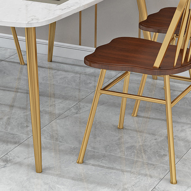 Sillas de comedor de metal estilo moderno Sillas sin brazos con respaldo Windsor para cocina (juego de 4)
