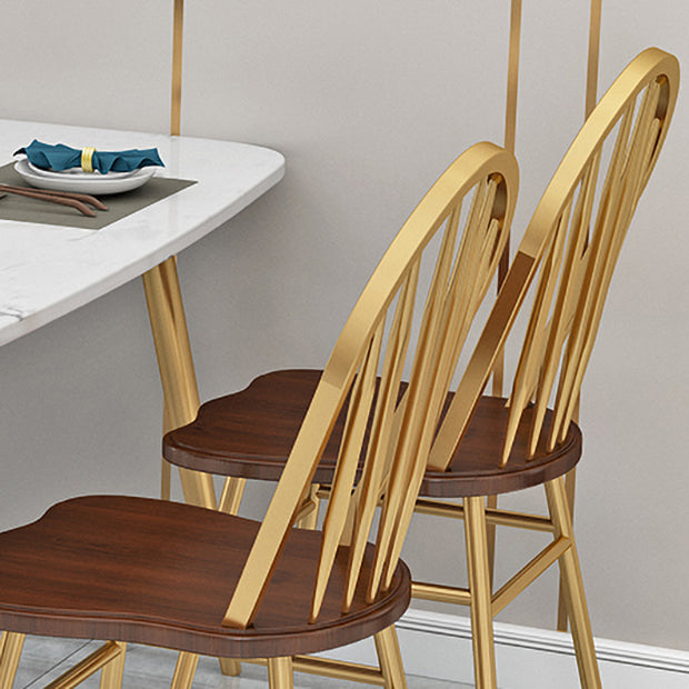 Sillas de comedor de metal estilo moderno Sillas sin brazos con respaldo Windsor para cocina (juego de 4)
