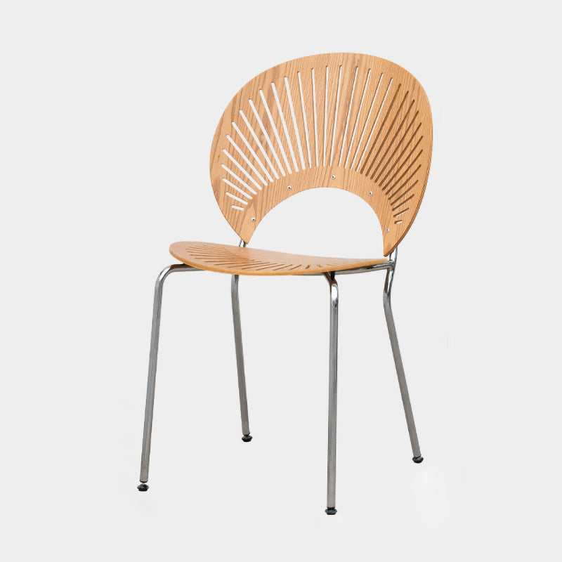 Silla de comedor de metal de estilo contemporáneo, silla individual sin brazos con respaldo abierto para cocina