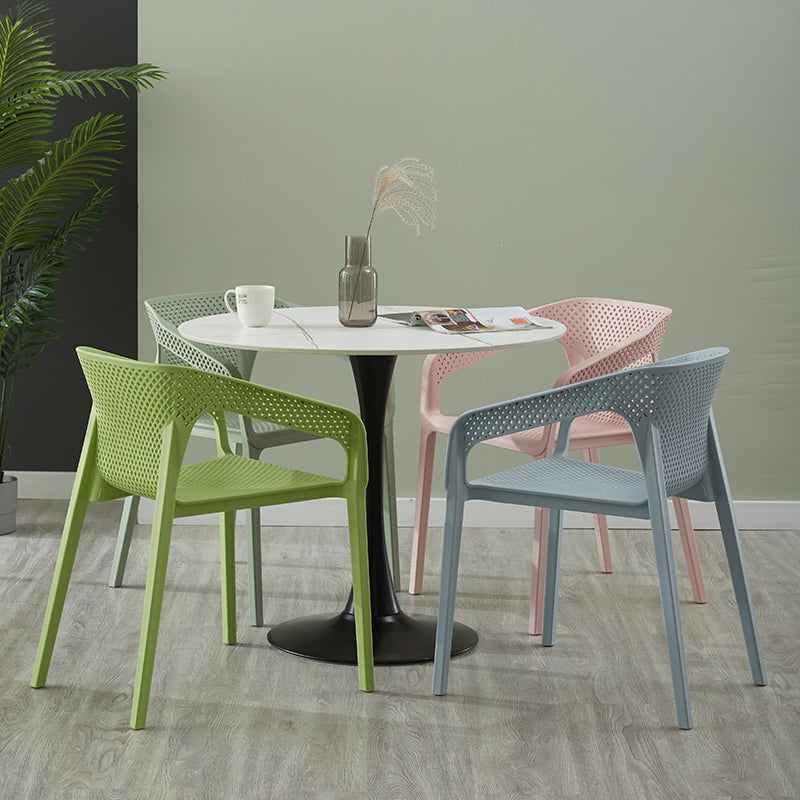 Silla de comedor de plástico de estilo moderno, sillas laterales de comedor apilables para cocina