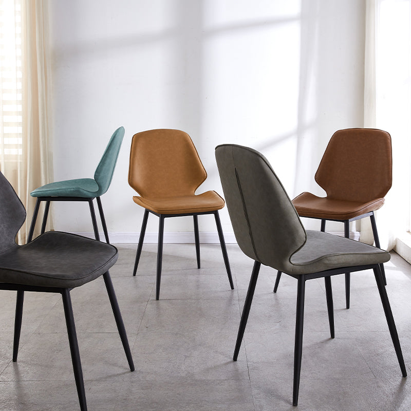 Silla de comedor de metal de estilo contemporáneo, sillas laterales sin brazos con respaldo lateral para cocina