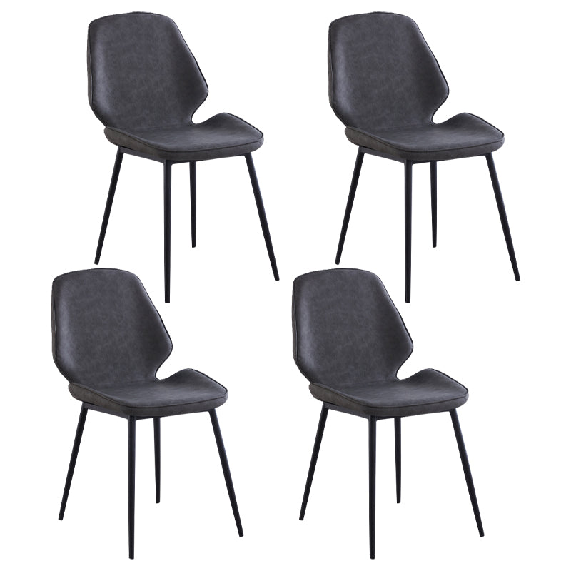 Silla de comedor de metal de estilo contemporáneo, sillas laterales sin brazos con respaldo lateral para cocina