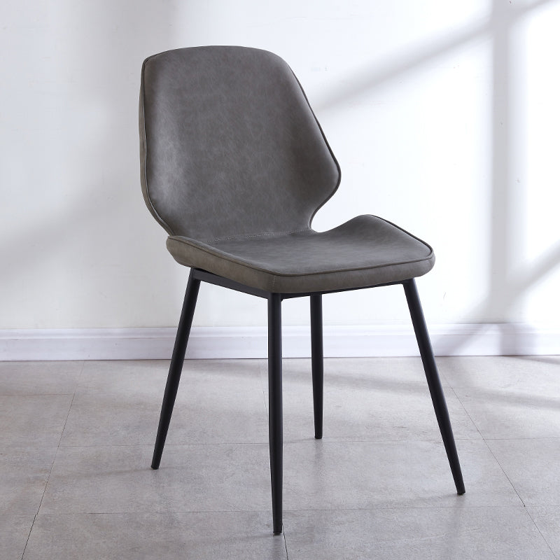 Silla de comedor de metal de estilo contemporáneo, sillas laterales sin brazos con respaldo lateral para cocina