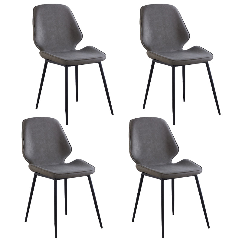 Silla de comedor de metal de estilo contemporáneo, sillas laterales sin brazos con respaldo lateral para cocina