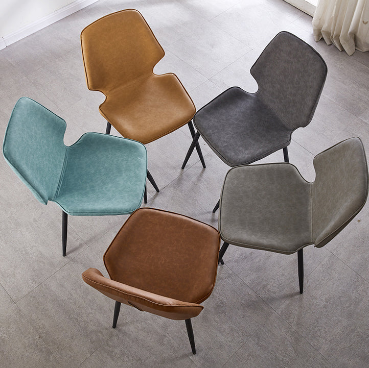 Silla de comedor de metal de estilo contemporáneo, sillas laterales sin brazos con respaldo lateral para cocina