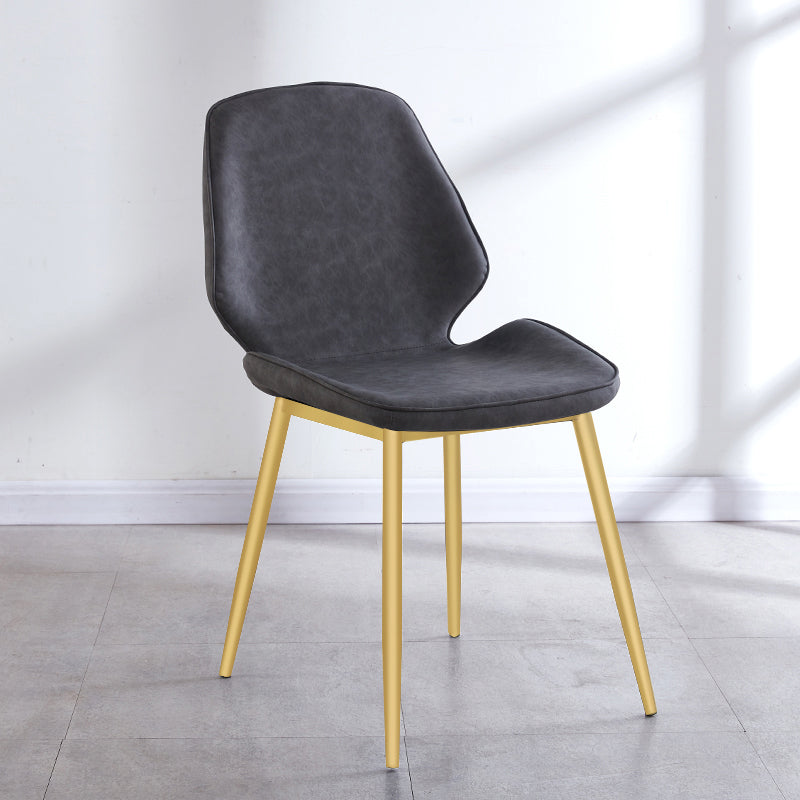 Silla de comedor de metal de estilo contemporáneo, sillas laterales sin brazos con respaldo lateral para cocina