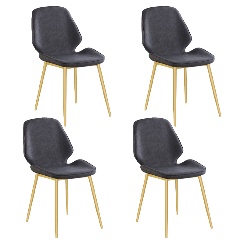 Silla de comedor de metal de estilo contemporáneo, sillas laterales sin brazos con respaldo lateral para cocina