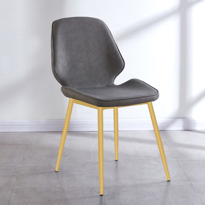 Silla de comedor de metal de estilo contemporáneo, sillas laterales sin brazos con respaldo lateral para cocina