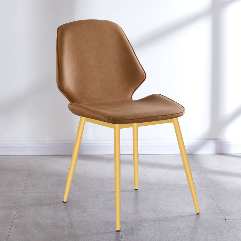 Silla de comedor de metal de estilo contemporáneo, sillas laterales sin brazos con respaldo lateral para cocina