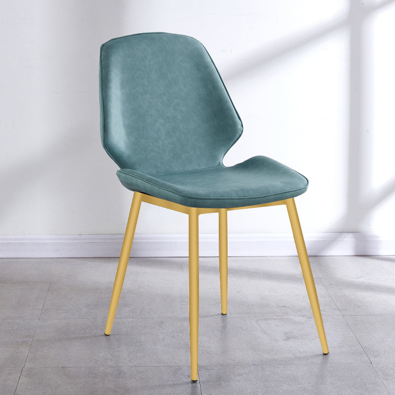Silla de comedor de metal de estilo contemporáneo, sillas laterales sin brazos con respaldo lateral para cocina