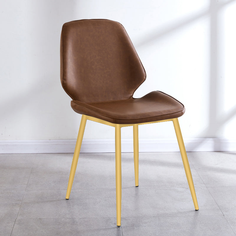 Silla de comedor de metal de estilo contemporáneo, sillas laterales sin brazos con respaldo lateral para cocina