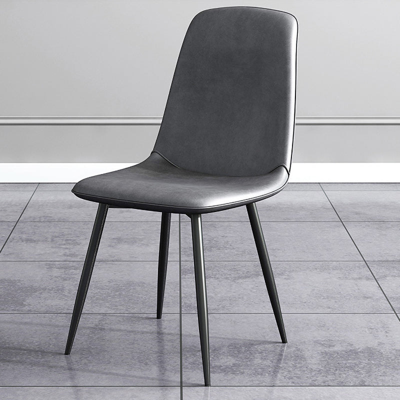 Silla lateral de comedor de metal contemporáneo, silla individual con respaldo sólido sin brazos