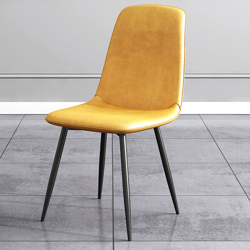 Chaise d'appoint de salle à manger contemporaine en métal, chaise simple sans accoudoirs à dossier solide