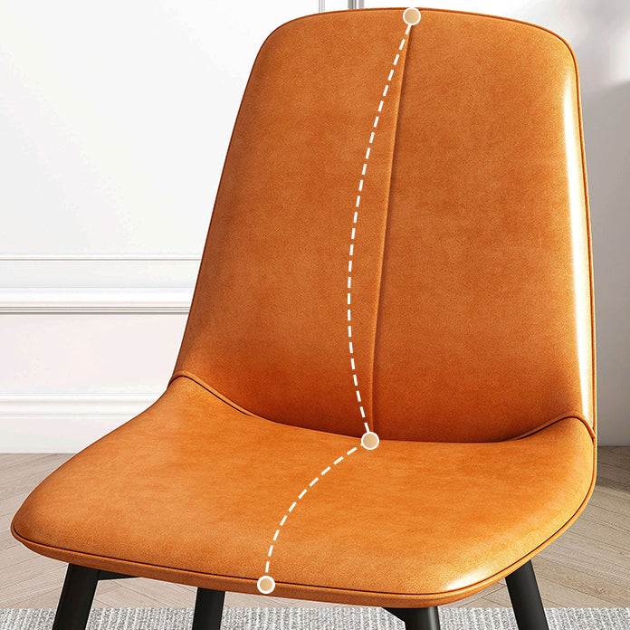 Silla lateral de comedor de metal contemporáneo, silla individual con respaldo sólido sin brazos