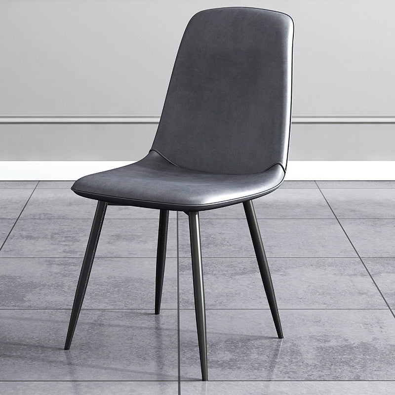 Chaise d'appoint de salle à manger contemporaine en métal, chaise simple sans accoudoirs à dossier solide