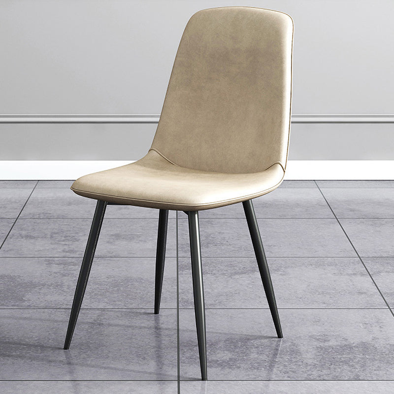 Chaise d'appoint de salle à manger contemporaine en métal, chaise simple sans accoudoirs à dossier solide