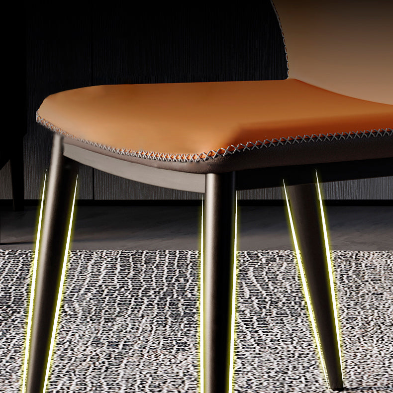 Silla de comedor de metal de estilo contemporáneo, silla lateral sin brazos con respaldo lateral para cocina