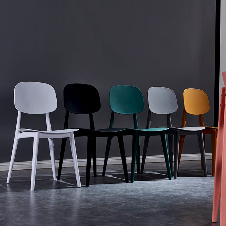 Minimalist Style Open Back Dining Side Chairs Plastic Dining Armless Chairs for Home