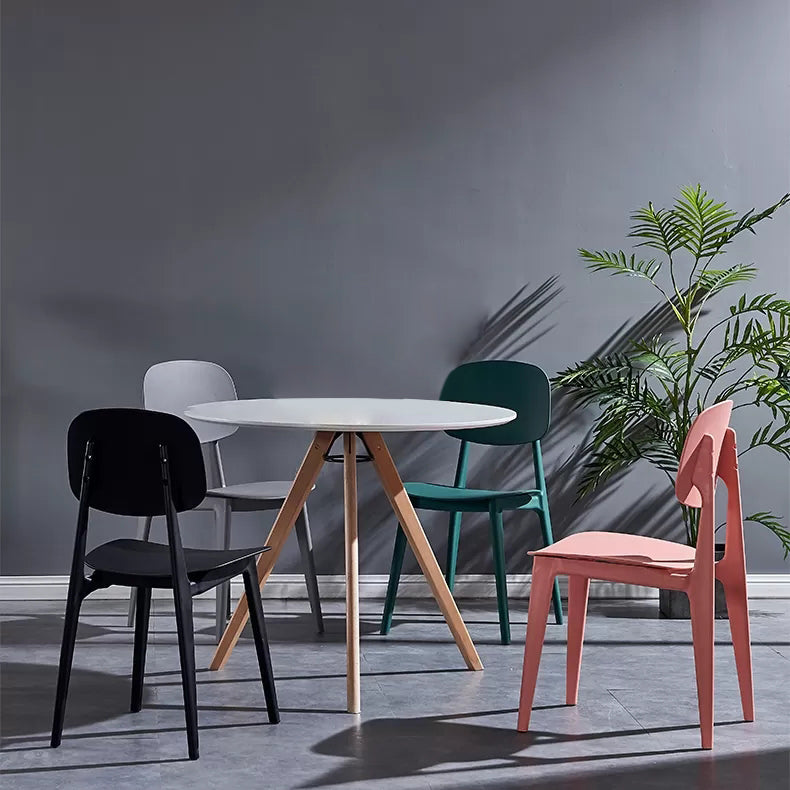 Minimalist Style Open Back Dining Side Chairs Plastic Dining Armless Chairs for Home