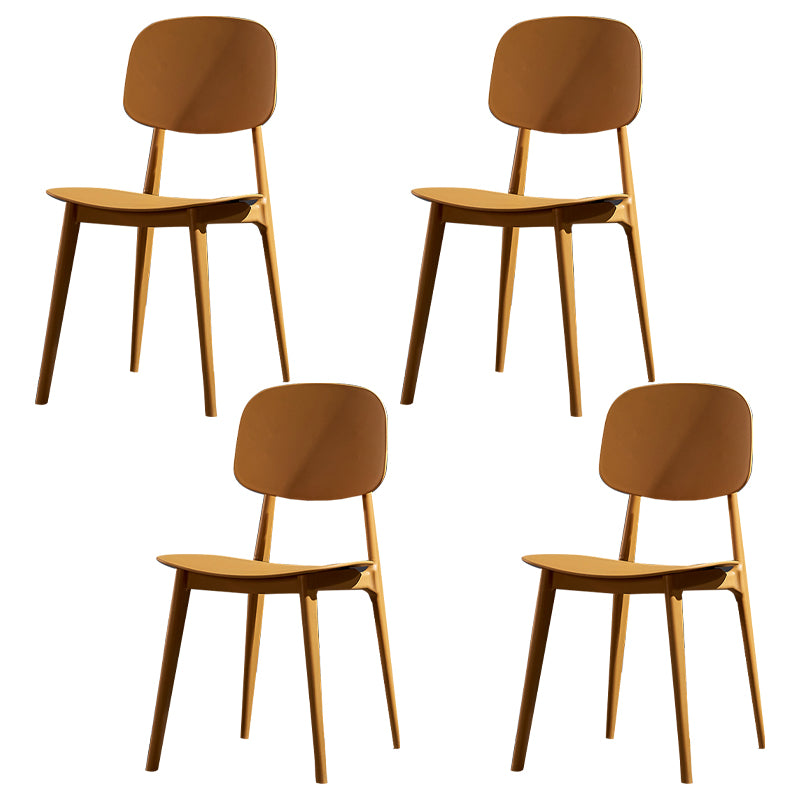 Minimalist Style Open Back Dining Side Chairs Plastic Dining Armless Chairs for Home