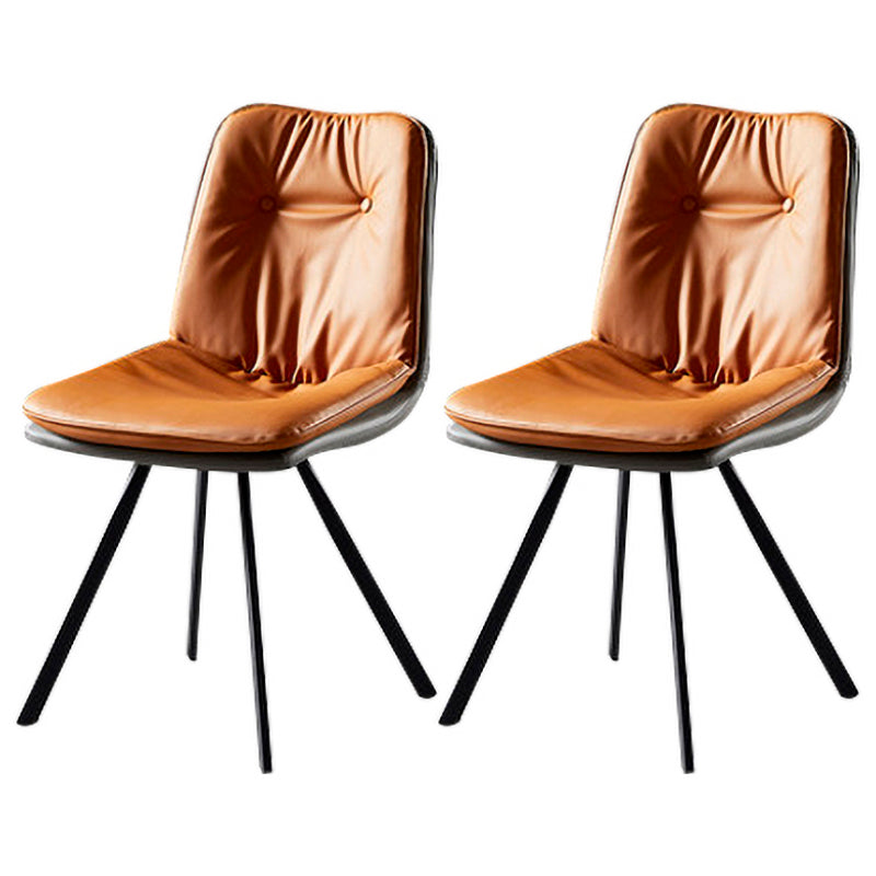 Silla de comedor de metal de estilo contemporáneo, silla lateral sin brazos para cocina