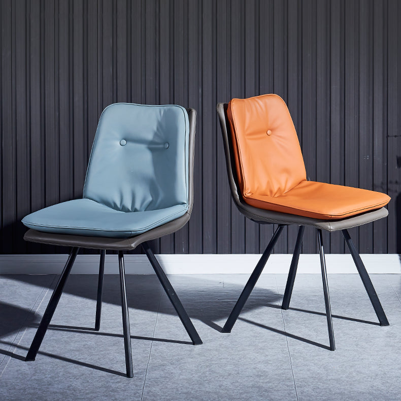 Silla de comedor de metal de estilo contemporáneo, silla lateral sin brazos para cocina