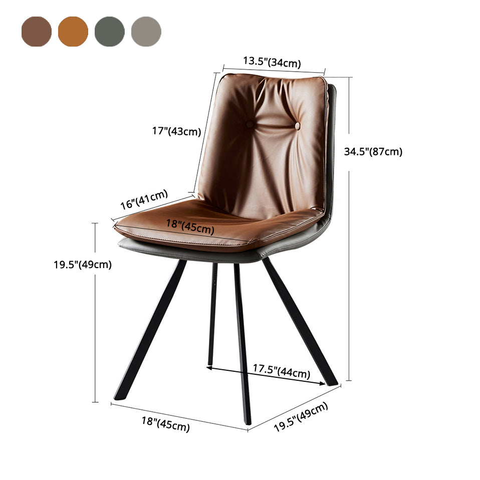 Silla de comedor de metal de estilo contemporáneo, silla lateral sin brazos para cocina