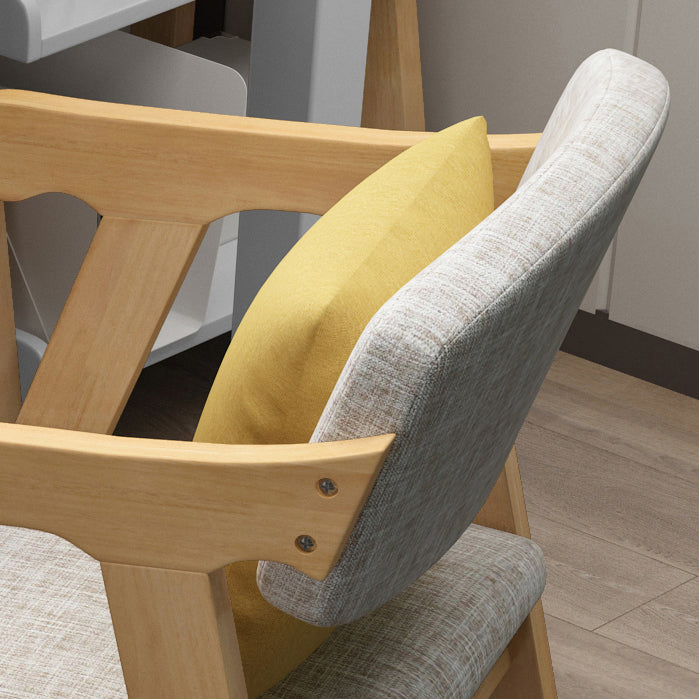 Silla de comedor con respaldo abierto, brazo tapizado, silla de comedor individual con patas de madera