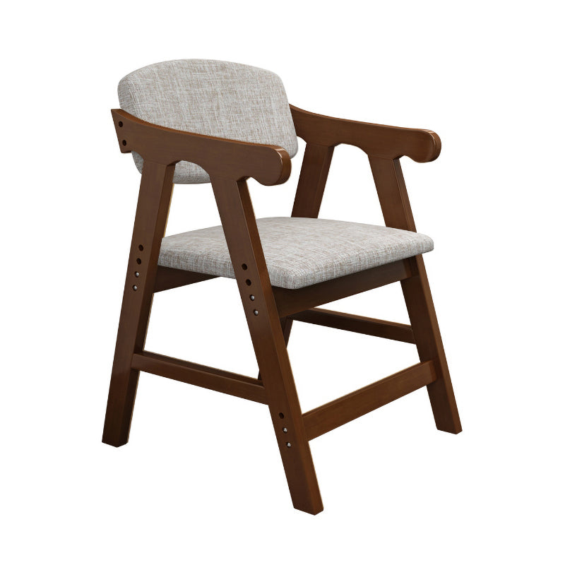Silla de comedor con respaldo abierto, brazo tapizado, silla de comedor individual con patas de madera