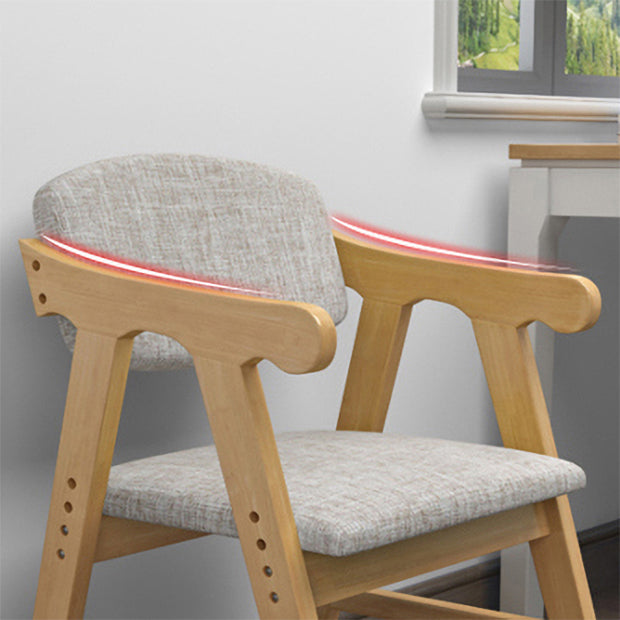 Silla de comedor con respaldo abierto, brazo tapizado, silla de comedor individual con patas de madera
