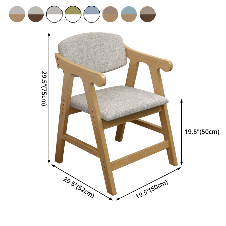 Silla de comedor con respaldo abierto, brazo tapizado, silla de comedor individual con patas de madera