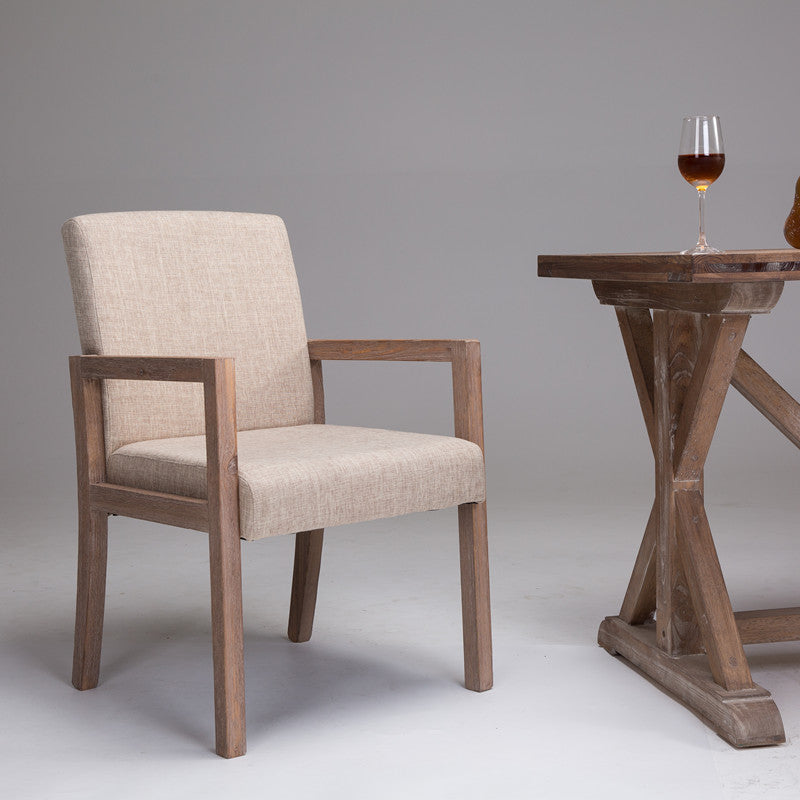 Sillón estilo campestre tapizado con respaldo sólido sillón individual de comedor