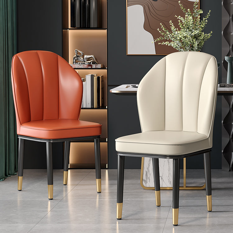 Silla lateral de metal contemporánea, silla sin brazos con respaldo de cojín para comedor