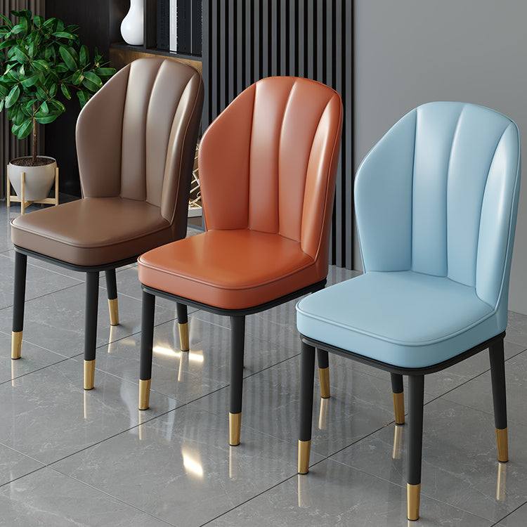 Silla lateral de metal contemporánea, silla sin brazos con respaldo de cojín para comedor
