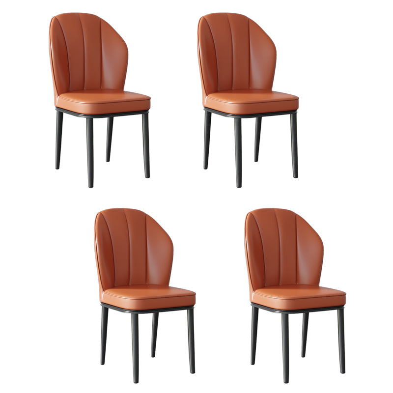 Silla lateral de metal contemporánea, silla sin brazos con respaldo de cojín para comedor