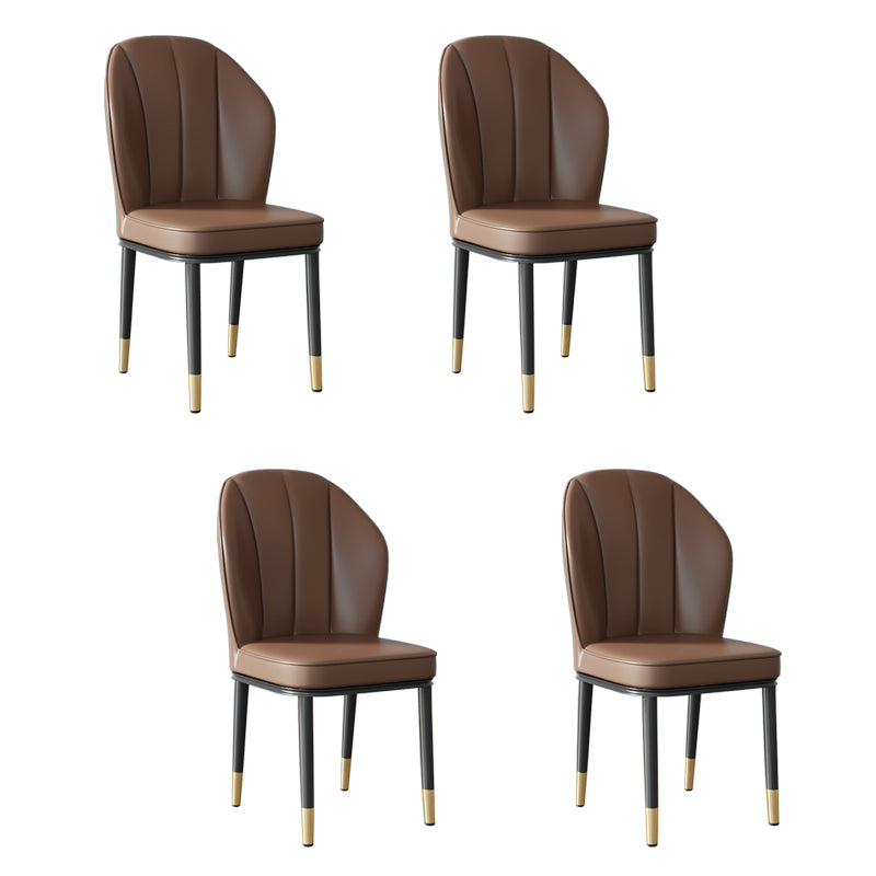 Silla lateral de metal contemporánea, silla sin brazos con respaldo de cojín para comedor