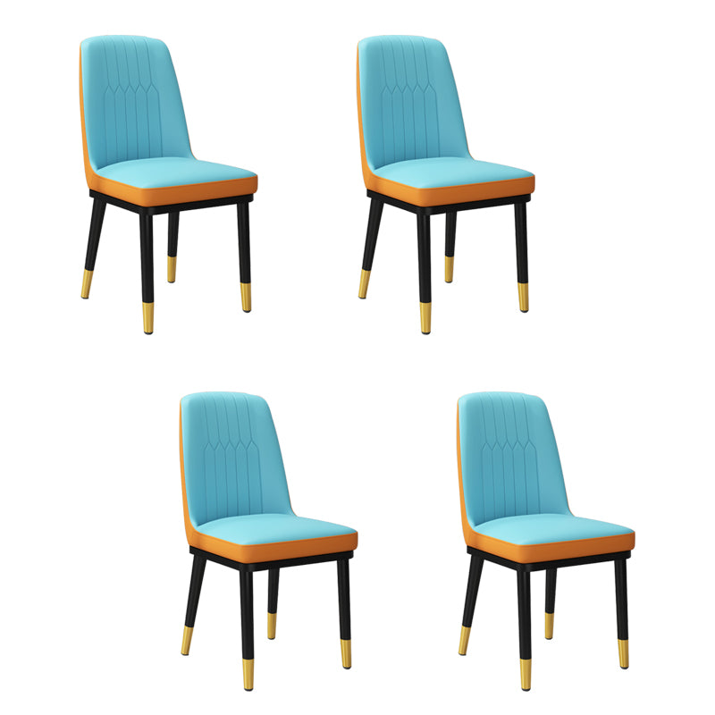 Silla lateral de metal contemporánea, silla sin brazos con respaldo de cojín para comedor