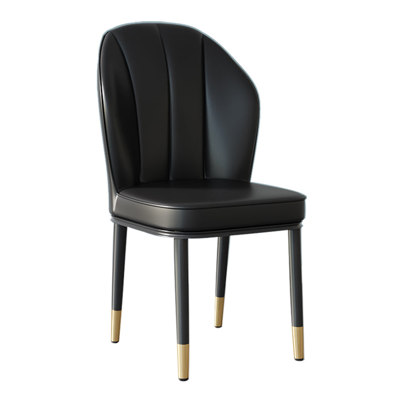 Silla lateral de metal contemporánea, silla sin brazos con respaldo de cojín para comedor