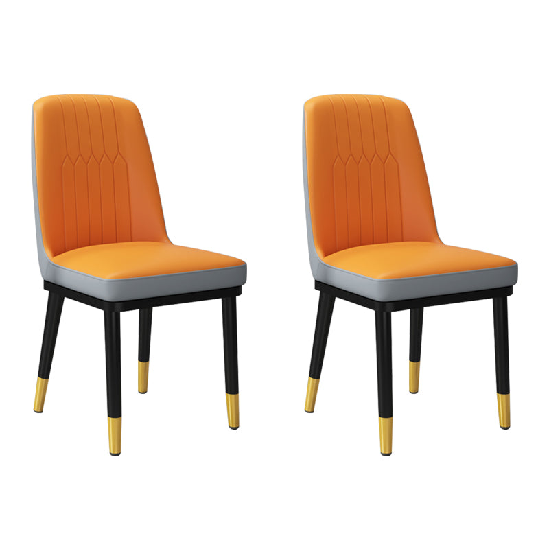 Silla lateral de metal contemporánea, silla sin brazos con respaldo de cojín para comedor