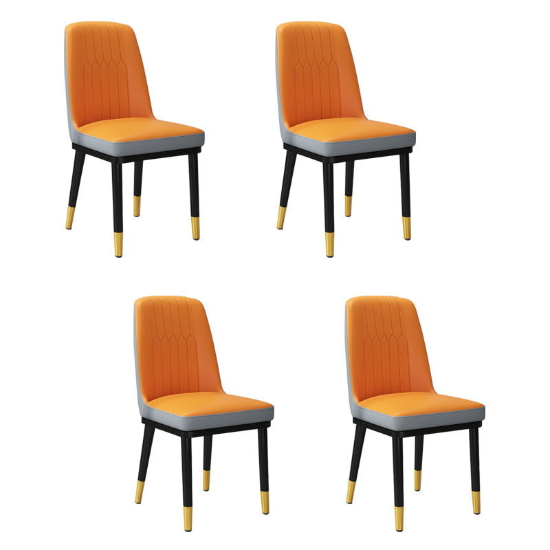 Silla lateral de metal contemporánea, silla sin brazos con respaldo de cojín para comedor