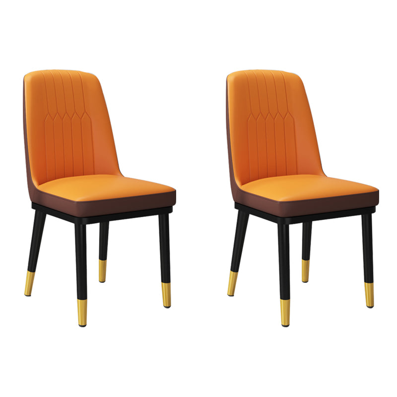 Silla lateral de metal contemporánea, silla sin brazos con respaldo de cojín para comedor