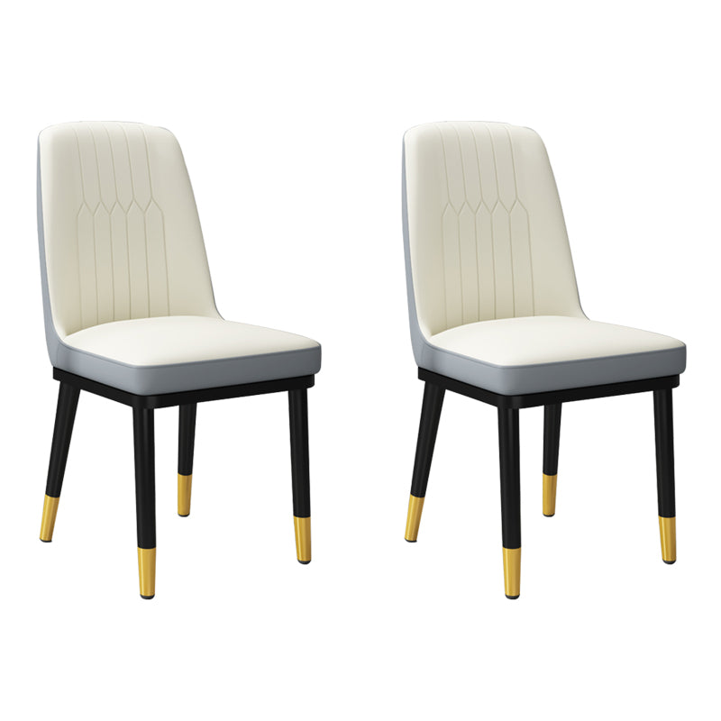 Silla lateral de metal contemporánea, silla sin brazos con respaldo de cojín para comedor