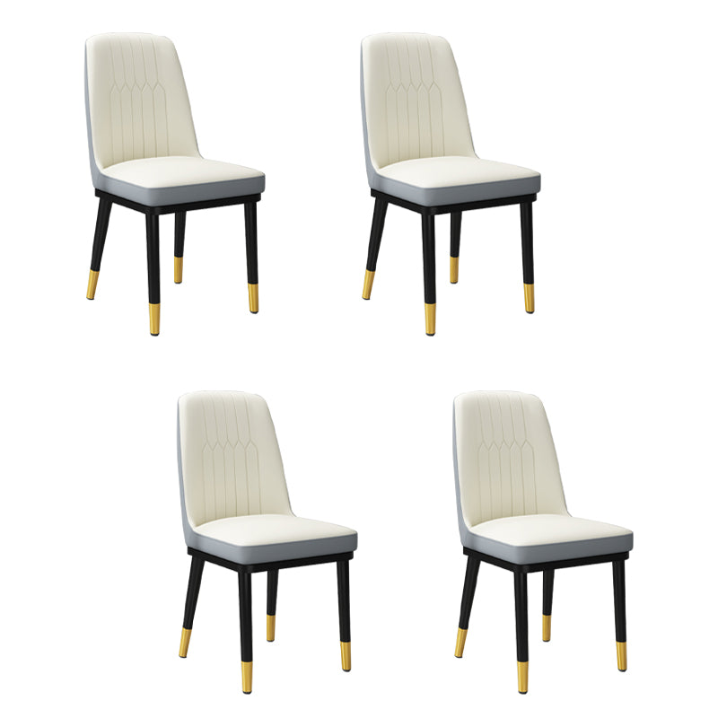 Silla lateral de metal contemporánea, silla sin brazos con respaldo de cojín para comedor